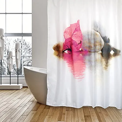 MSV Anti-Schimmel Duschvorhang - Anti-Bakteriell, waschbar, wasserdicht, Polyester, 180x200cm Borneo Weiß