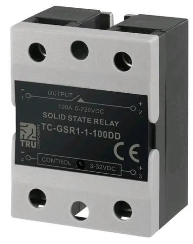 TRU COMPONENTS Halbleiterrelais TC-GSR-1-100DD - Halbleiterrelais mit 100 A und 220 V/DC, bietet hohe Zuverlässigkeit, schnelles Schaltverhalten und Schutz vor Anlaufstrom in kompakter Bauform.