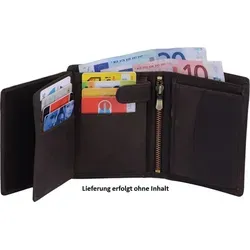 Hunter Dunkelbraune Fettleder-Herrenbörse - Elegante Herrenbörse aus hochwertigem Fettleder mit 10 Kreditkartenfächern, 2 Ausweissteckfächern und einem praktischen Mittelreißverschluss. Ideal für den täglichen Gebrauch und stilvolle Aufbewahrung.