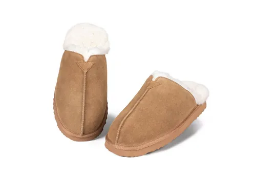 Parfeying Herren Pantoffeln aus australischem Lammerfell - Luxuriöse Slipper in Größe 42 aus 100% natürlicher Merinowolle, ideal für gemütliche Abende zu Hause. Weich und warm, perfekt für den täglichen Einsatz.