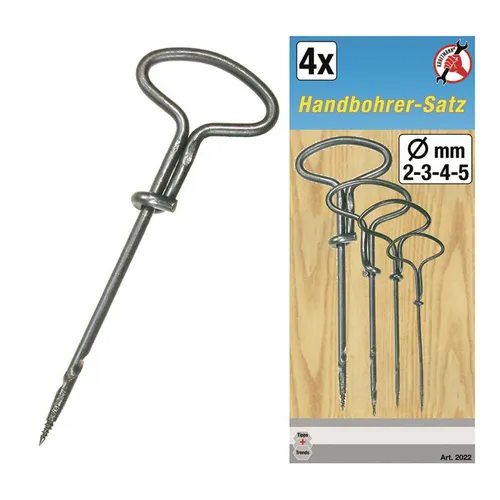 BGS-2022 Handbohrer-Satz 2-5 mm 4-tlg. - Spiralbohrer Set für präzises Bohren, ideal für Heimwerker und Profis, inklusive 4 verschiedene Größen für vielseitige Anwendungen.