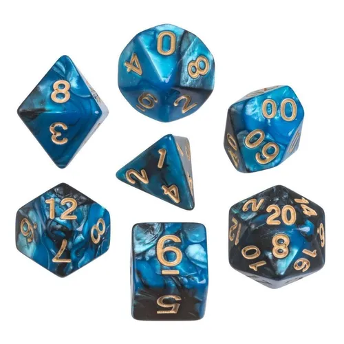 Philos 7792 - 7er Beutel Würfel, blau, ideal für kreative Spieleabende und Sammler