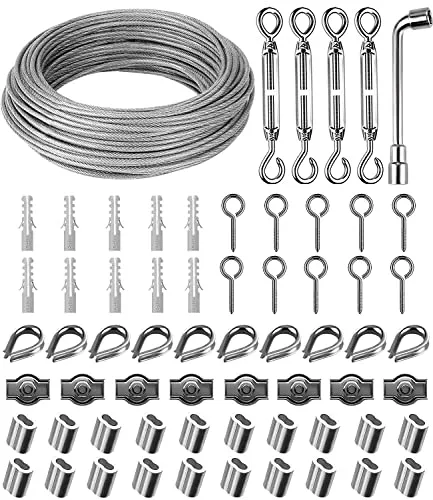 30m Φ 3mm Stahlseil Kit - Vielseitiges Drahtseil-Set für Outdoor-Anwendungen - Kabel & Drahtseile, inklusive hochwertigem Edelstahl 304, ideal für Wäscheleinen, Rankgitter und mehr - robust und korrosionsbeständig.