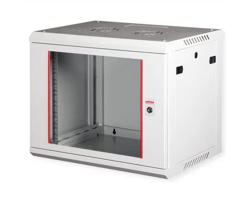 ROLINE Wandgehäuse 19-Zoll Basic Plus 9HE - Robustes 19-Zoll Servergehäuse mit abschließbarer Glastür und einfacher Wandmontage, ideal für flexible Netzwerkverkabelung und hohe Traglast von 80 kg.