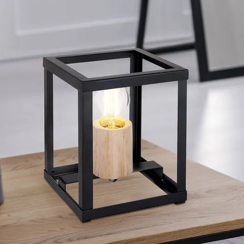 Design Tischleuchte aus Holz und Metall von ETC Shop