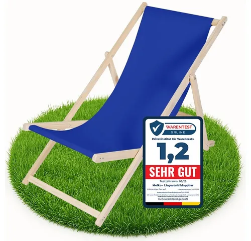 Melko Gartenstuhl Strandliege Dunkelblau - Stuhl für Garten und Camping, klappbar und kippsicher mit Sicherung gegen ungewolltes Zusammenklappen, maximale Belastbarkeit 120 kg.