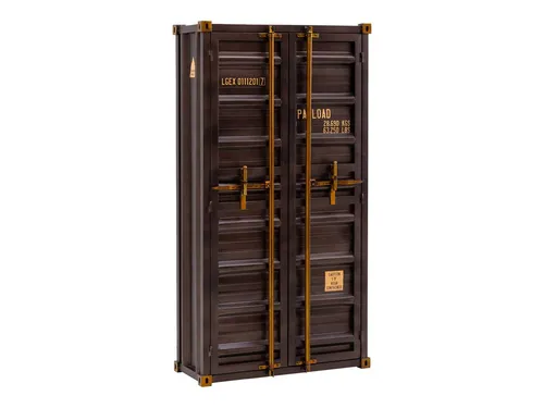 massivum Barschrank Weinschrank Cargon braun - Stilvoller Barschrank aus lackiertem Mangoholz, Maße 92 x 40 x 177 cm, ideal für die Aufbewahrung Ihrer Spirituosen und Weine, bereits montiert geliefert.