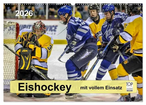 Peter Roder | Mit vollem Einsatz - Eishockey Wandkalender 2026 - 14-seitiger DIN A2 Wandkalender für Eishockey-Fans, mit beeindruckenden Bildern und spannenden Momenten des Teamsports. Ideal als Geschenk oder zur eigenen Dekoration.