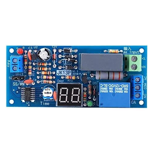 Fafeicy Zeitrelais Modul AC 220V, Verzögerungs-Timer 1-99 Sekunden/Minuten, 2-stellige Rote Digitalanzeige, Passiver Ausgang mit Trockenem Kontakt, Industrieller Zeitrelais Timer