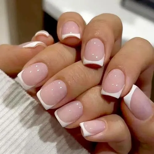 MouYouGlow Press on Nails Kurz, Square Rose Nude Pink