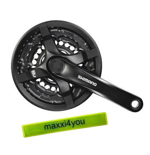 maxxi4you Schaltwerk Shimano Kurbelgarnitur Toruney Schwarz inkl. maxi4you Reflexband
