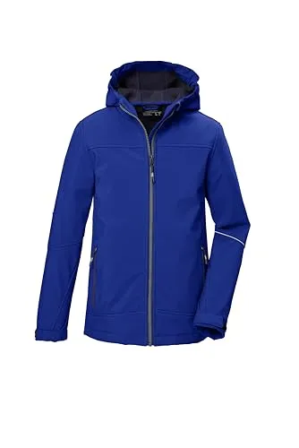 killtec Jungen Softshelljacke/Outdoorjacke mit Kapuze KOW 366 BYS SFTSHLL JCKT, dunkel stahlblau, 128, 42161-000