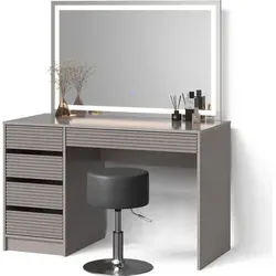 Livinity® Schminktisch Imola mit LED-Spiegel und Hocker von Livinity