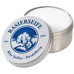Klar Rasierseife Mandel 110g im Alutiegel - Unisex - Seifen für Vorbehandlungen, milder Schaum für empfindliche Haut und süßer Mandelduft, ideal für eine sanfte Rasur ohne Hautreizungen.