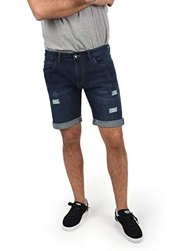INDICODE IDHallow Herren Jeans Shorts - Kurze Denim Hose mit Destroyed-Optik - Jeans mit Stretch für optimalen Tragekomfort, ideal für heiße Tage. Stylische Destroyed-Optik und praktische 5-Pocket Taschen machen sie zum Must-Have!