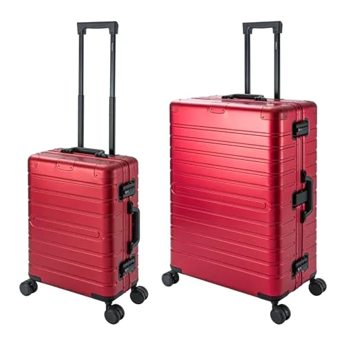 Travelhouse Trolleyset Oslo - 2-tlg. Aluminium Hartschale mit TSA Zahlenschloss - Koffer Set aus hochwertigem Aluminium, extrem robust und leicht. Mit TSA Zahlenschloss für Sicherheit und verstärkten Ecken für optimalen Schutz. Ideal für Reisen!