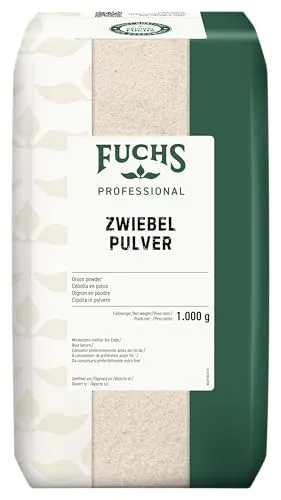 Fuchs Prof Zwiebelpulver 1kg - Einzelgewürz in Profi-Qualität, ideal für die Gastronomie und zur Verfeinerung von Speisen. Allergene: Sellerie, Senf.