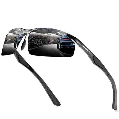 Tarent Sonnenbrille Herren polarisiert mit Hochwertiger Al+Mg Metallrahmen, Fahrradbrille Sportbrille Fahrer Brille für Wandern Motorradfahren Golfen und Fischen, Schnelle Brille