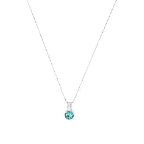 Amor Kette mit Anhänger für Damen - 925 Sterling Silber mit blauem Kristallglas - Elegante Kette aus 925 Sterling Silber mit funkelndem Kristallglas-Anhänger. Perfekt als Geschenk für besondere Anlässe wie Geburtstage oder Valentinstag.
