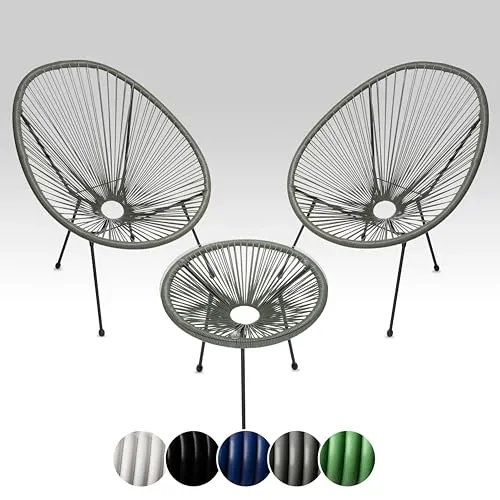 sunnypillow 2er Set Acapulco Gartenstühle mit Tisch - Möbelsets – Hochwertiges 3-teiliges Gartenmöbel-Set für Innen- und Außenbereich mit ergonomischem Design und UV-beständigen Materialien für optimalen Komfort.