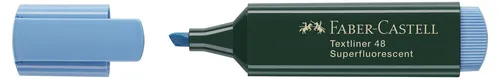 FABER-CASTELL 154851 - Nachfüllbarer Textmarker Textliner 48 in Blau, mit Superleuchtkraft und 3 Strichbreiten für perfekte Markierungen