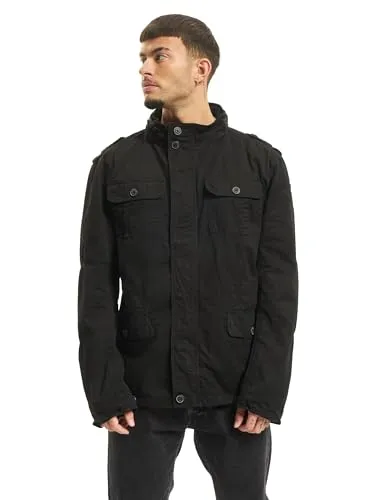Brandit Britannia Jacket - Schwarz, Größe S - Funktionsjacke mit dünnem Baumwollfutter, versteckter Kapuze und eleganten Used-Effekten, ideal für Sommer und Übergang.