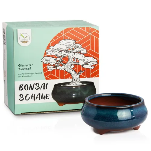 Bonsai Schale in Marineblau, rund in blau von HappySeed