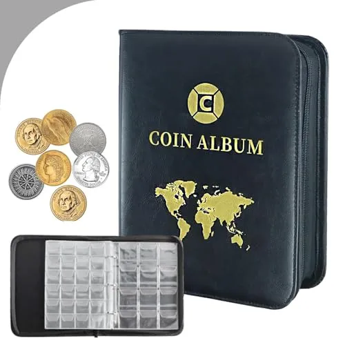 Album für Münzen, 30 Seiten, 624 Taschen, Album für Münzen, Sammlung, Banknoten und Geldstempel, Schwarz
