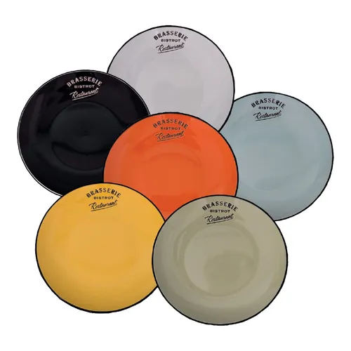 Anticline 6er-Set: Bunte Speiseteller Ø 27 cm - Teller-Set aus Sandstein, ideal für festliche Anlässe und den täglichen Gebrauch. Handreinigung empfohlen für langanhaltende Farben.