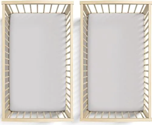 Bunnyjik 28x74-30x70 Ovale Spannbettlaken – GOTS-ZERTIFIZIERTES Bio Set aus 2 – 100% Baumwolle, Luxuriös 190GSM Dick & Ultraweich – Stubenwagen Bezug, Moseskorb, Babybett, Beistellbett