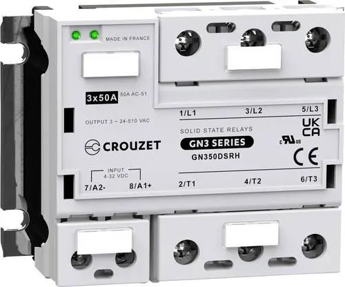 Crouzet Halbleiterrelais GN350DSRH 50 A - Halbleiterrelais mit max. Schaltspannung von 510 V/AC, ideal für zuverlässige und langlebige Schaltlösungen in anspruchsvollen Anwendungen.