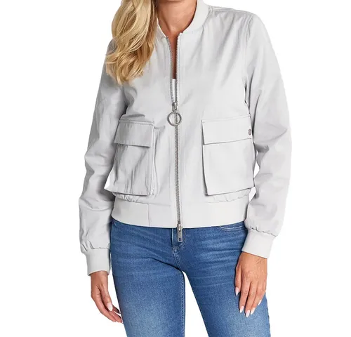 ZHRILL Damen Blouson, casual grau, Gr. XL - Funktionsjacken, stylischer Blouson für Damen mit elastischem Bund und praktischen Eingrifftaschen, perfekt für Ausflüge und den Alltag.