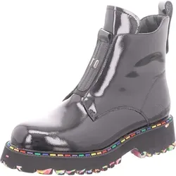 GO Stiefelette in Schwarz, Gr. 39 - Wanderschuhe mit elegantem Design, aus hochwertigem Glattleder und Lack, inklusive warmem Futter und rutschfester Gummisohle für optimalen Komfort und Halt.