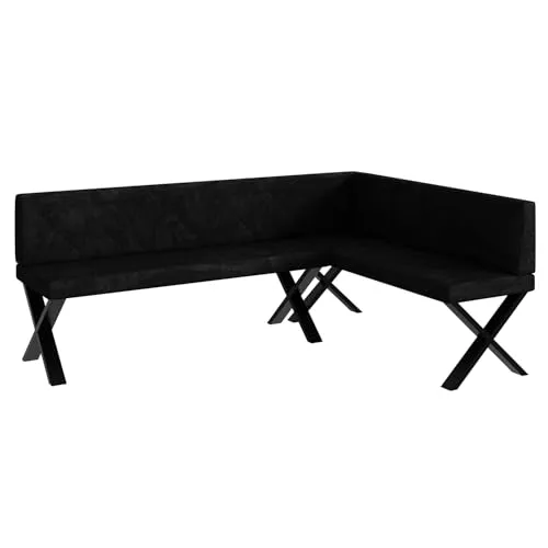 MEBLINI Eckbank für Esszimmer - Küchenbank - Essecke - Sitzecke Küche - ERIC - X-Beine 142x196x87cm Rechts - Graphit Samt