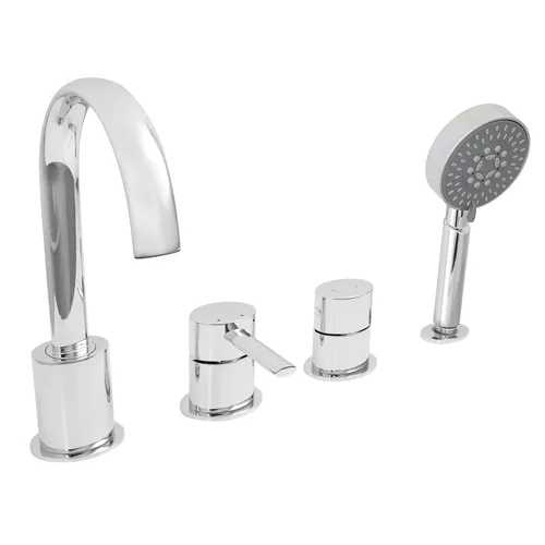 Welfenstein 4 Loch Wannenarmatur Wannenrand Messing chrom Badewanne WRA-QA1