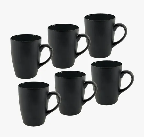 Kaffee Becher mit Henkel 6er Set - 3 Farben - Porzellan Tee Tasse Coffee Mug