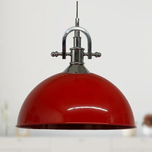 Industrielle Pendelleuchte Rot Ø 30 cm für Esstisch - Stilvolle Pendelleuchte im Vintagedesign, ideal für Esstische oder Bars. Mit 120 cm Kabel und dimmbar für individuelle Lichtstimmung. Schaffen Sie eine einladende Atmosphäre in jedem Raum.