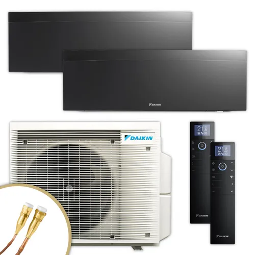 DAIKIN Multisplit Klimaanlage Emura 3 | schwarz | 2x2 kW Quick Connect - Effiziente Klimaanlage für zwei Räume bis ca. 25 m². Mit Quick-Connect für einfache Installation. Genießen Sie ein stilvolles Design und intelligente Funktionen zur optimalen Luftregulierung.
