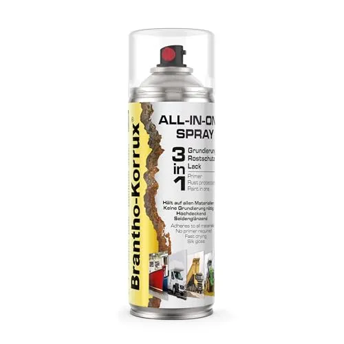 Brantho Korrux 3 in 1 Rostschutzlack - All-in-One Sprühdose Primer, Rostschutz und Lack - 400ml Spraydose RAL9016 - Verkehrsweiss Seidenglanz