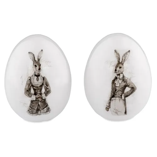 kleine Deko Tisch Ostereier Motiv Hasen, Porzellan, Oster-Deko Eier 8 cm