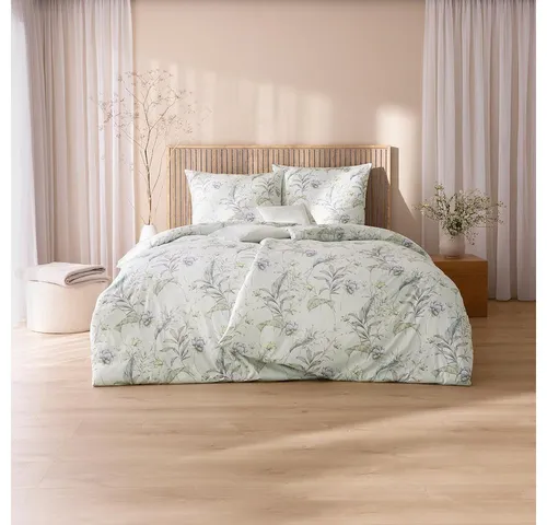 Estella Mako Jersey Bettwäsche Susanne mint 135x200 in türkis von ESTELLA