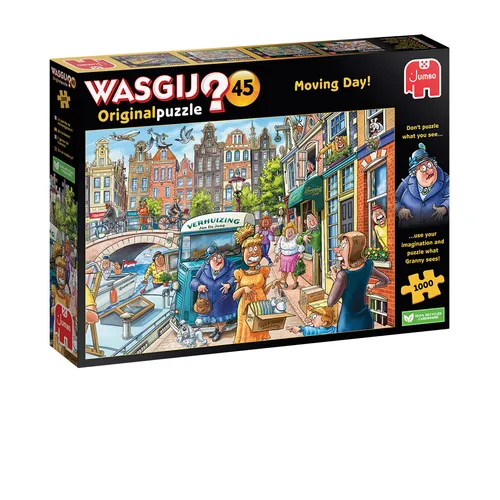 Wasgij Original 45 - Umzugstag! (1000 Teile) - Klassisches Puzzle mit einzigartigem Konzept: Rätseln Sie das Bild der nächsten Szene! Fördert die Fantasie und ist umweltfreundlich aus recyceltem Karton.