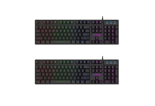 HAC24 Beleuchtete Gaming-Tastatur QWERTZ - Erlebe Gaming in neuem Licht mit der HAC24 Gaming-Tastatur! Mit RGB-Hintergrundbeleuchtung, 19-Tasten Anti-Ghosting und abnehmbaren Tastenkuppen für einfache Reinigung – perfekt für Gamer und Vielschreiber.
