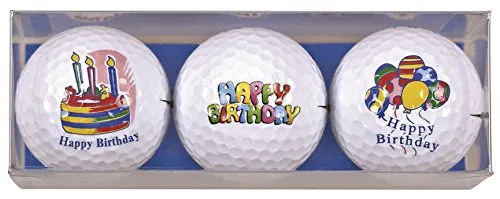 Golfas - dein Online-Proshop Zum Geburtstag - Happy Birthday Golf-Geschenkset bestehend aus 3 bedruckten Golfbällen - ein tolles Geschenk/Geburtstagsgeschenk für jeden Golfer