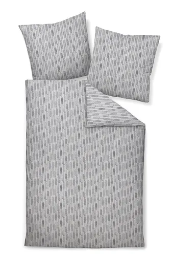 Janine Seersucker-Bettwäsche Grau 155x220 cm in grau von Janine