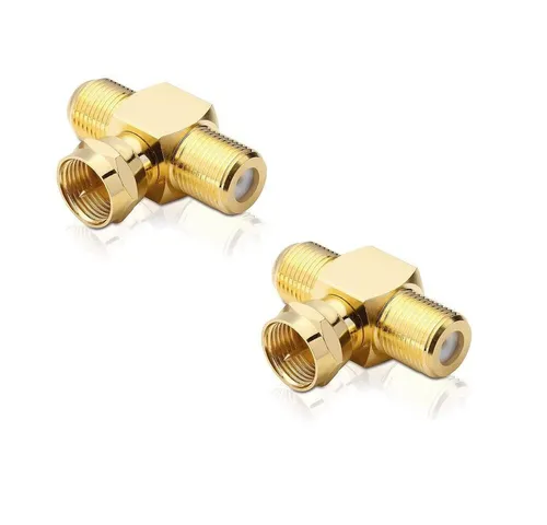 conecto Sat-T-Stück 1-mal F-Stecker / 2-mal F-Buchse vergoldet 2x SAT-Kabel
