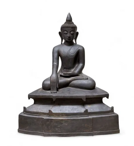 Asien LifeStyle Buddhafigur Shan Buddha Bronze Skulptur - Buddhafigur aus Burma, beeindruckende Handwerkskunst, symbolisiert Erleuchtung und innere Ruhe, ideal für Sammler und Liebhaber asiatischer Kunst.