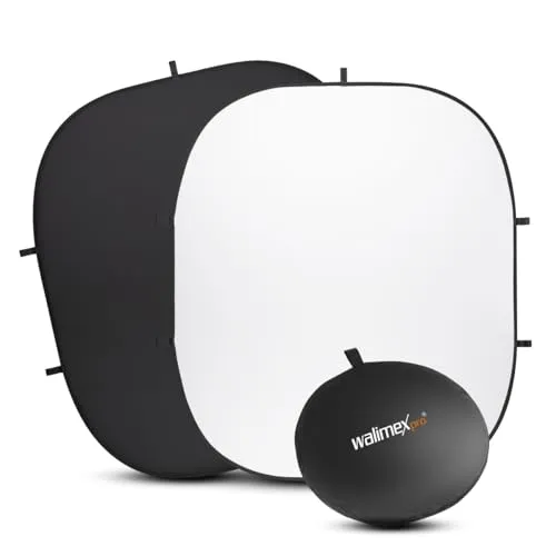 Walimex pro 2 in 1 Falthintergrund schwarz/weiß 200x230 cm - Fotostudio Zubehör, vielseitiger Falthintergrund in Schwarz und Weiß für kreative Foto- und Videoaufnahmen.