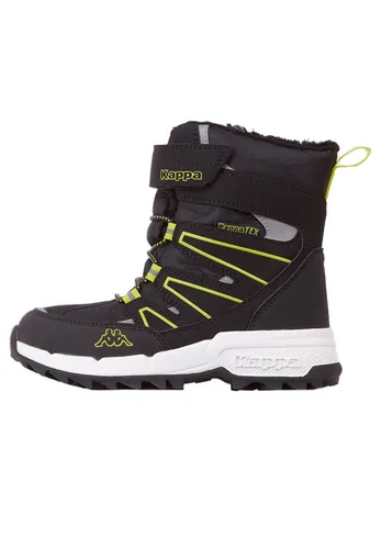 Kappa Kinder Floki Tex K Schneeschuh, Black Lime, 32 EU - Wanderschuhe für Kinder mit wasserabweisendem Obermaterial und rutschfester Sohle für sicheren Halt im Schnee.
