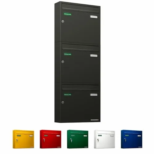 AL Briefkastensysteme Basic 3er Briefkasten DB 703 in grau von AL Briefkastensysteme